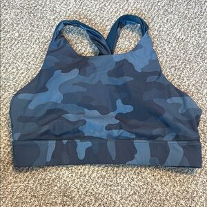 Fabletics Blue and Black Racerback Sports Bra